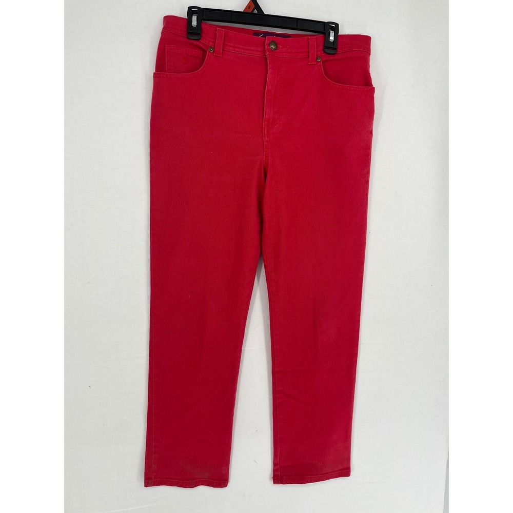 Gloria Vanderbilt Amanda Red High Rise Straight Leg Jeans Womens 12P Petite